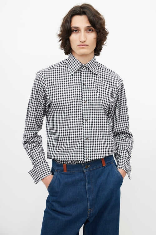 Tom Ford Black 
White Gingham Shirt