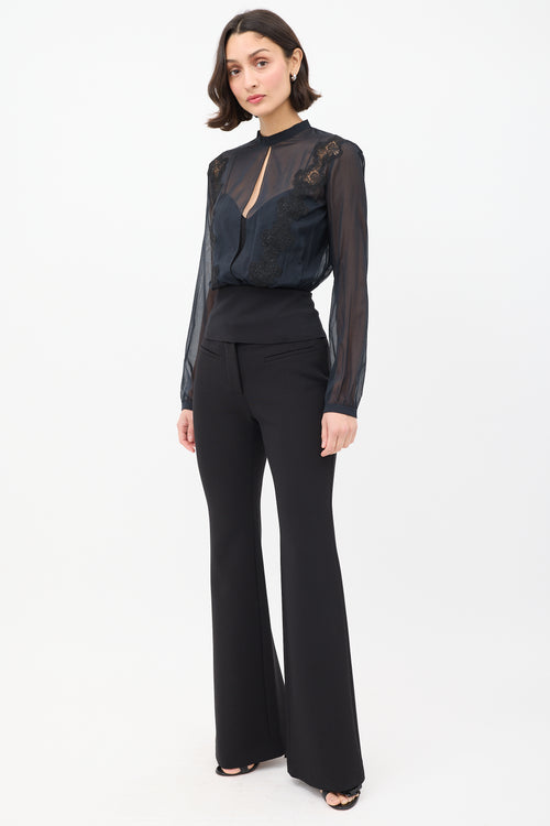 Tom Ford Black Wool Flared Trouser