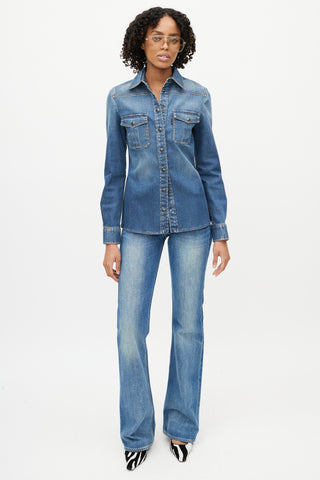 Tom Ford Blue Denim Long Sleeve Top