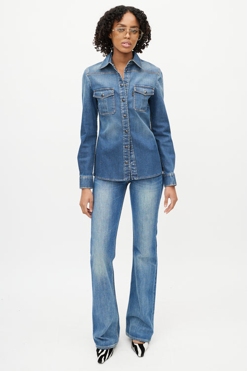 Tom Ford Blue Denim Long Sleeve Top