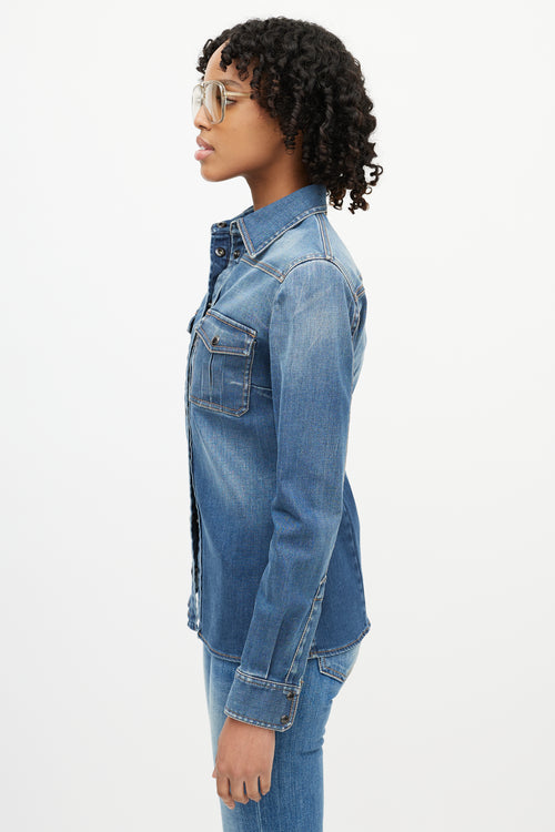 Tom Ford Blue Denim Long Sleeve Top