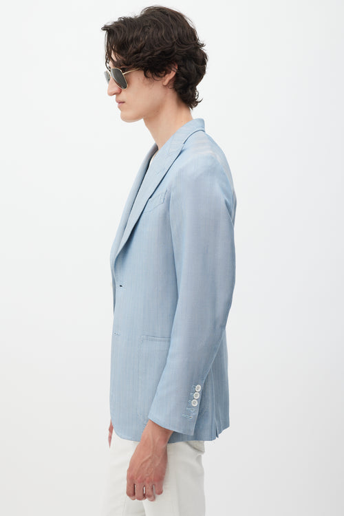 Tom Ford Blue Silk Houndstooth Blazer