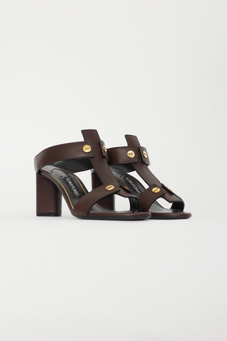 Tom Ford Brown 
Gold Leather Sandal