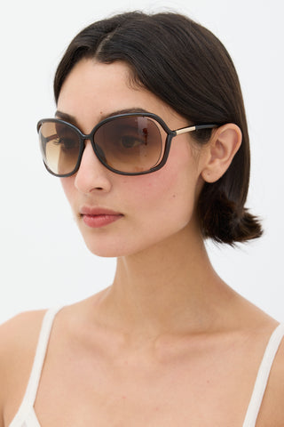 Tom Ford Brown 
Gold TF76692 Oval Sunglasses