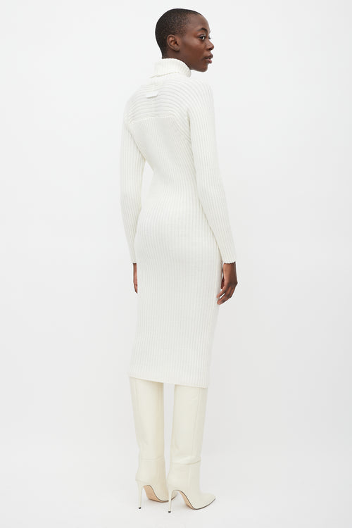 Tom Ford Cream Wool Knit Turtleneck Dress