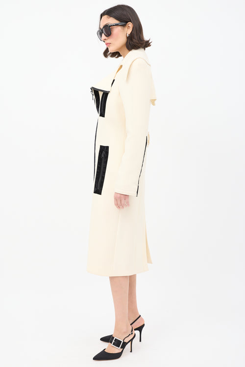 Tom Ford Cream Wool Zip Mid Length Coat