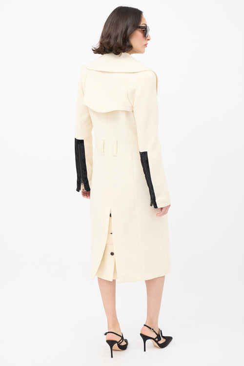 Tom Ford Cream Wool Zip Mid Length Coat