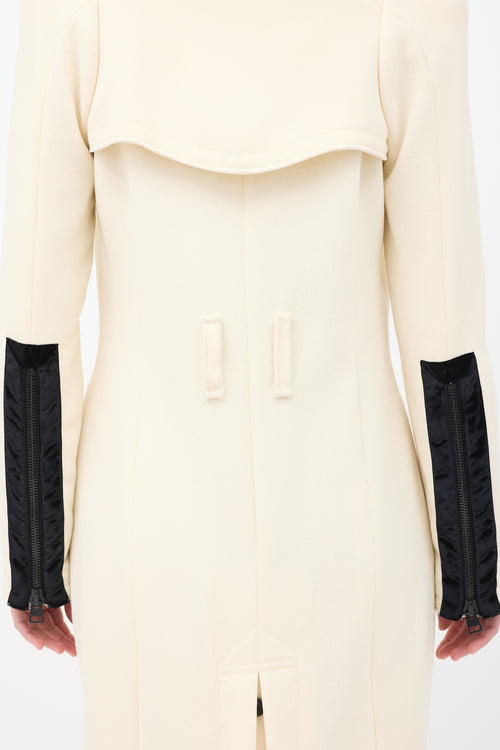 Tom Ford Cream Wool Zip Mid Length Coat