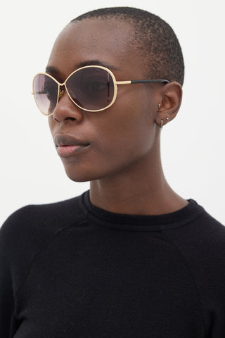 Tom Ford Gold 
Black Iris TF180 Round Sunglasses