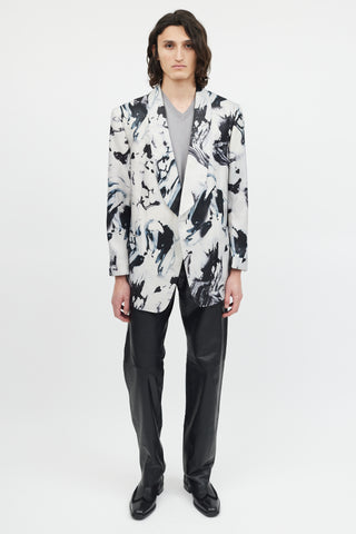 Tom Ford Grey 
Black Marbled Shawl Collar Blazer