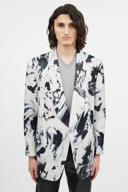 Tom Ford Grey 
Black Marbled Shawl Collar Blazer