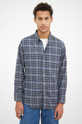 Tom FordGrey Blue Flannel Shirt