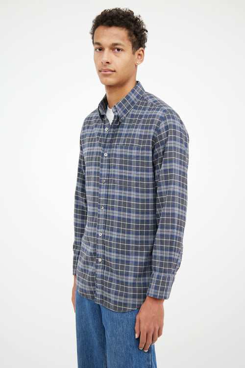 Tom FordGrey Blue Flannel Shirt