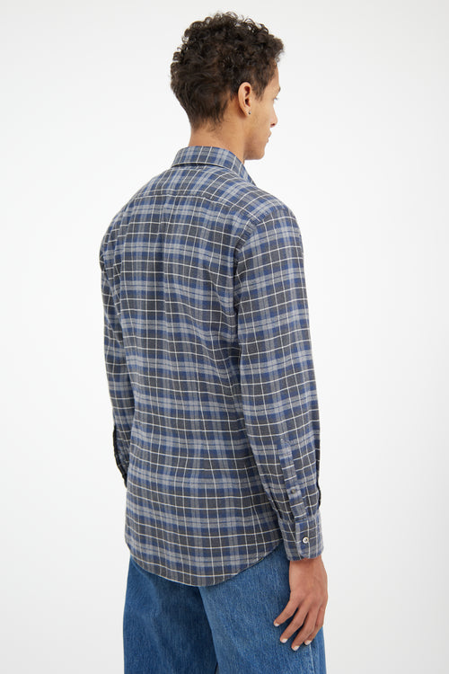 Tom FordGrey Blue Flannel Shirt