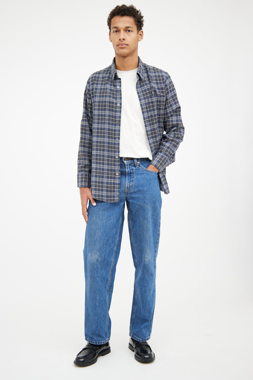 Tom FordGrey Blue Flannel Shirt