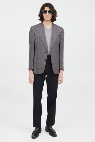 Tom Ford Navy 
Pink Wool Houndstooth Blazer