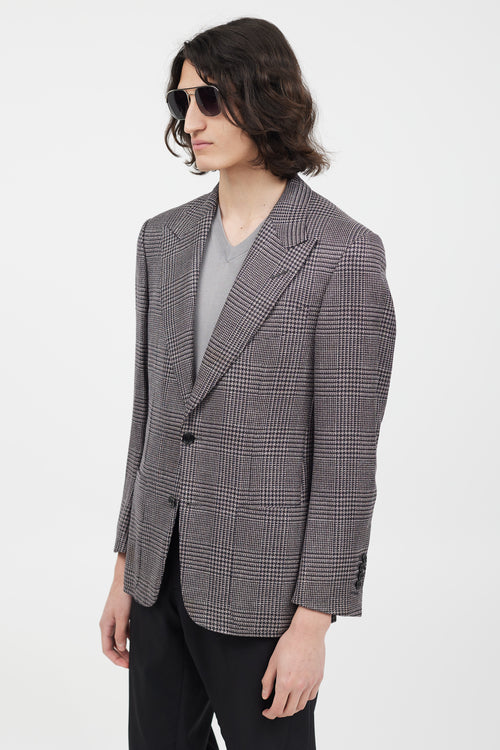 Tom Ford Navy 
Pink Wool Houndstooth Blazer