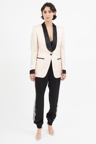 Tom Ford Pink 
Black Shawl Blazer