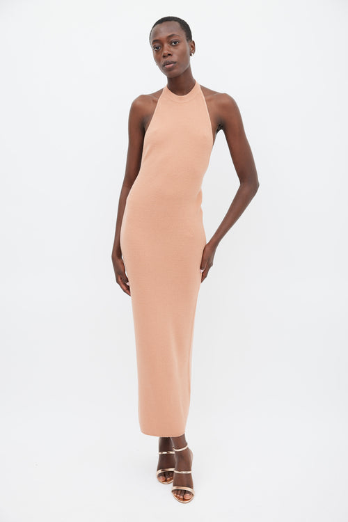 Tom Ford Pink Wool Halter Midi Dress