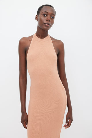 Tom Ford Pink Wool Halter Midi Dress