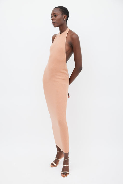 Tom Ford Pink Wool Halter Midi Dress