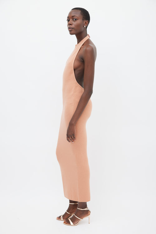 Tom Ford Pink Wool Halter Midi Dress