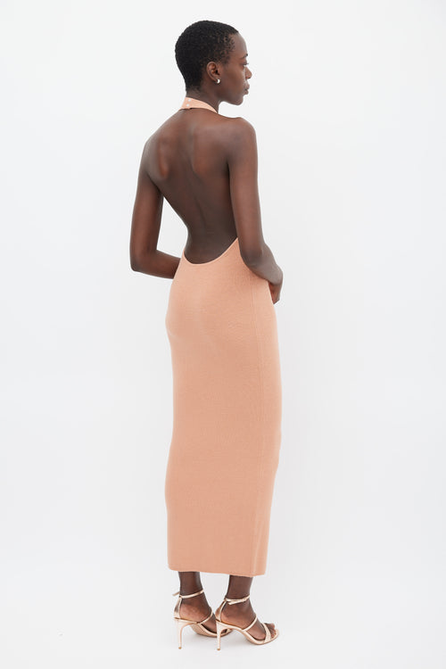 Tom Ford Pink Wool Halter Midi Dress