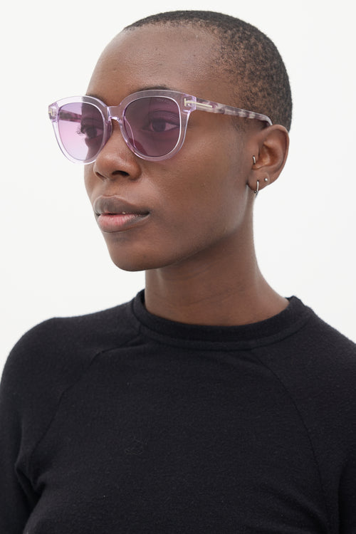 Tom Ford Purple Marbled Olivia-02 TF914 Round Sunglasses