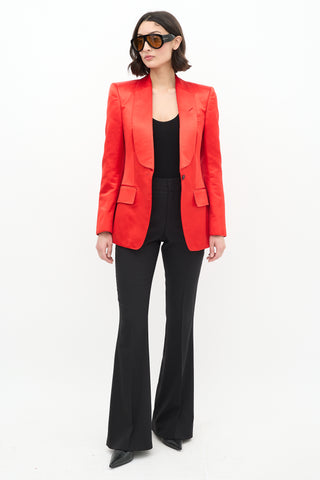 Tom Ford Red Satin Single Button Blazer