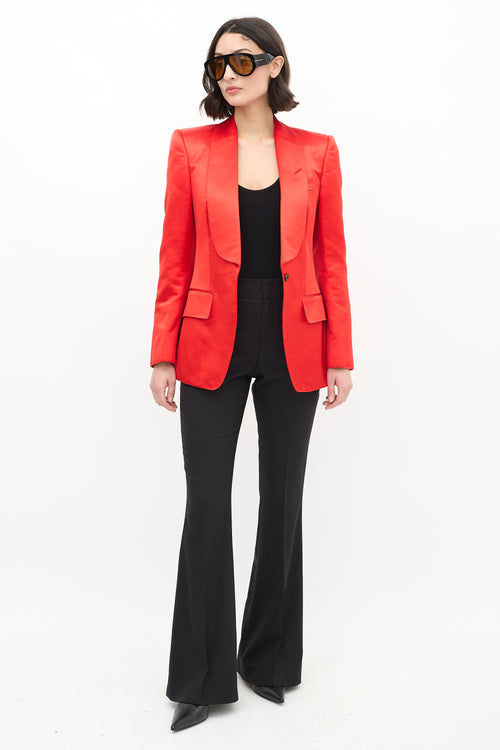 Tom Ford Red Satin Single Button Blazer