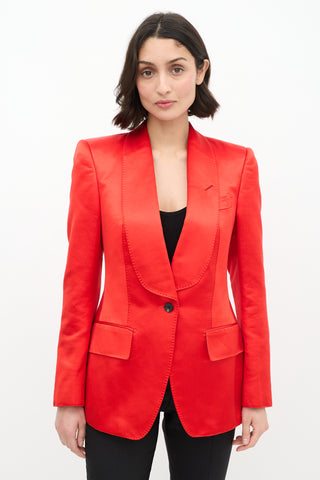 Tom Ford Red Satin Single Button Blazer