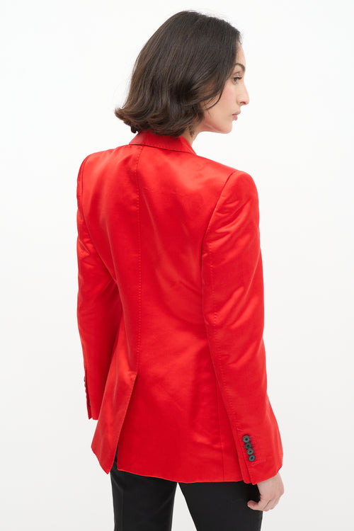 Tom Ford Red Satin Single Button Blazer