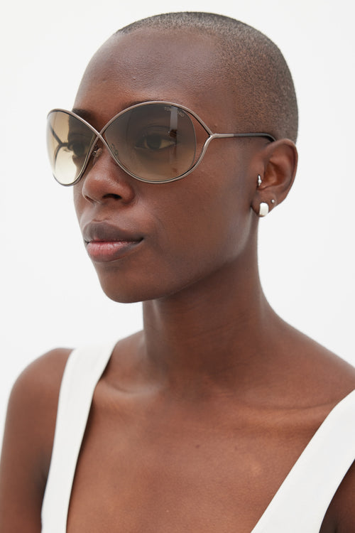 Tom Ford Silver 
Brown Round TF130 Miranda Sunglasses