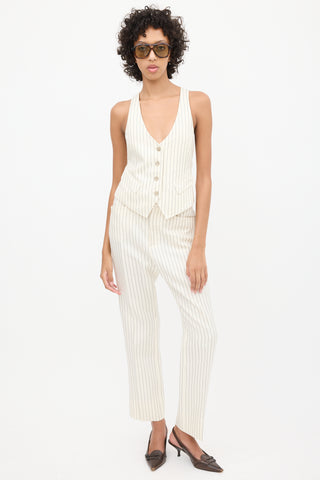 Tom Ford White 
Black Pinstripe Vest 
Pant Suit