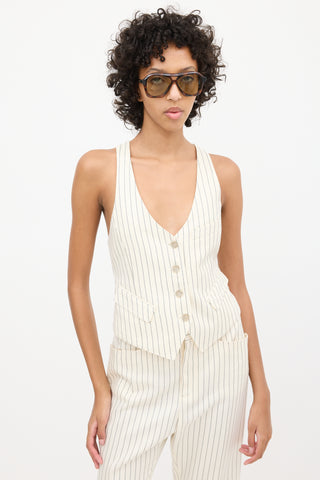 Tom Ford White 
Black Pinstripe Vest 
Pant Suit