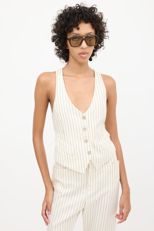 Tom Ford White 
Black Pinstripe Vest 
Pant Suit