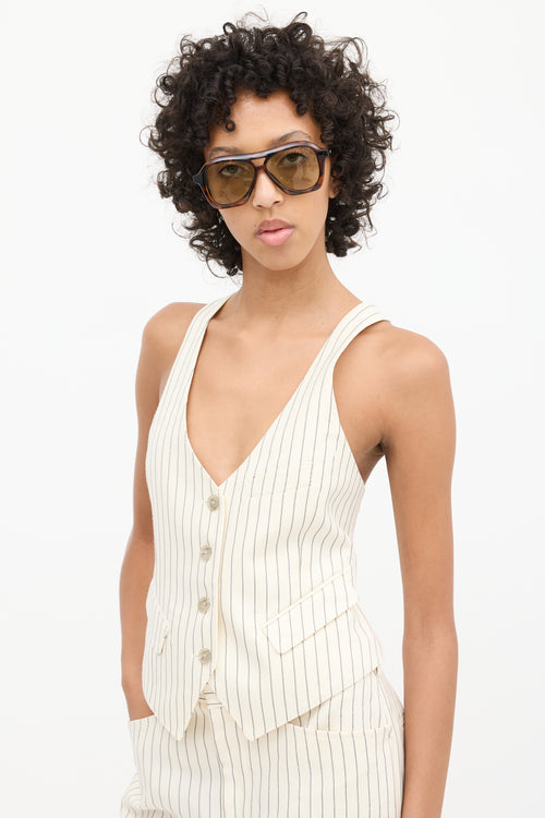 Tom Ford White 
Black Pinstripe Vest 
Pant Suit