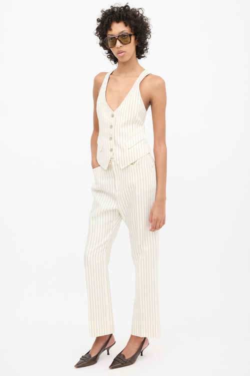 Tom Ford White 
Black Pinstripe Vest 
Pant Suit