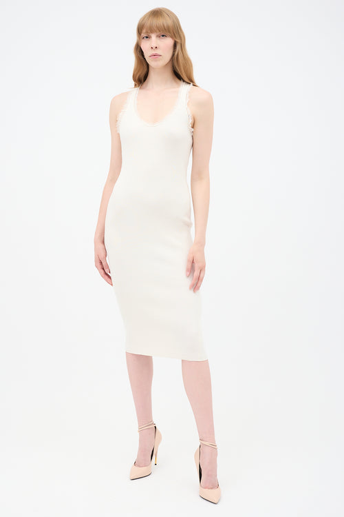 Tom Ford White Cashmere 
Silk Ribbed Dress