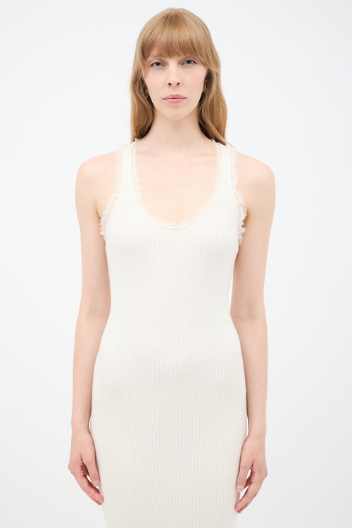 Tom Ford White Cashmere 
Silk Ribbed Dress