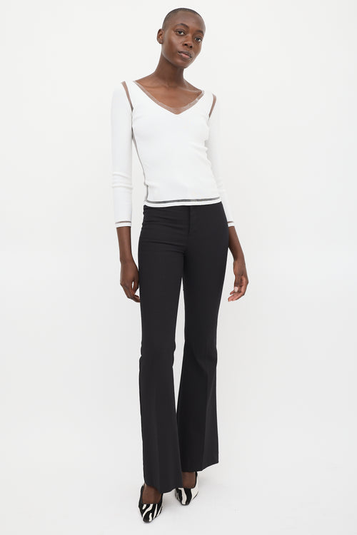 Tom Ford White Mesh Panelled V-Neck Top