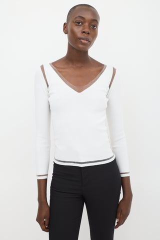 Tom Ford White Mesh Panelled V-Neck Top