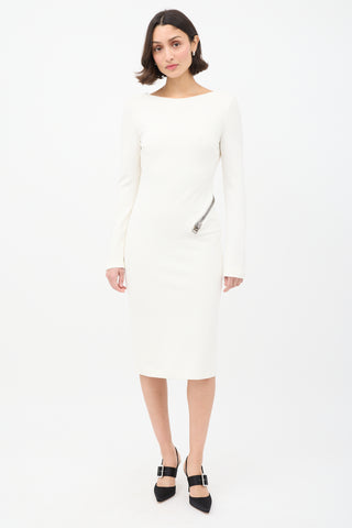 Tom Ford White Zipped Open Back Midi Dress