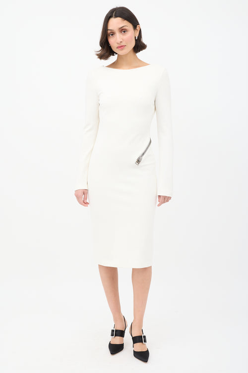 Tom Ford White Zipped Open Back Midi Dress