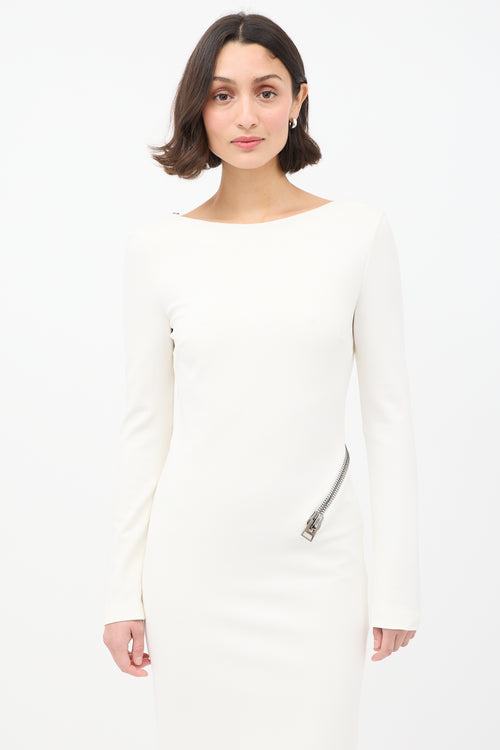 Tom Ford White Zipped Open Back Midi Dress