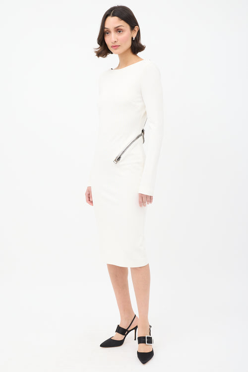 Tom Ford White Zipped Open Back Midi Dress