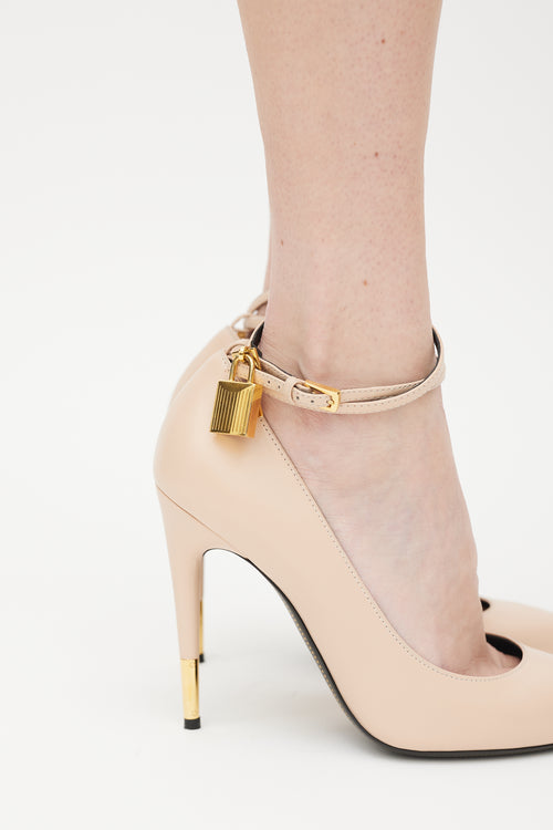 Tom Ford Beige Leather Padlock Heel