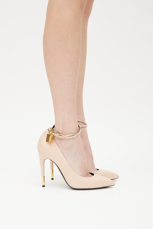 Tom Ford Beige Leather Padlock Heel