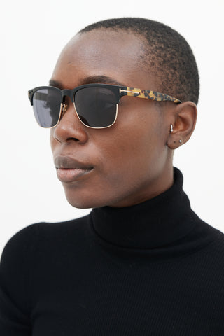 Tom Ford Black 
Brown TF386 Clubmaster Sunglasses