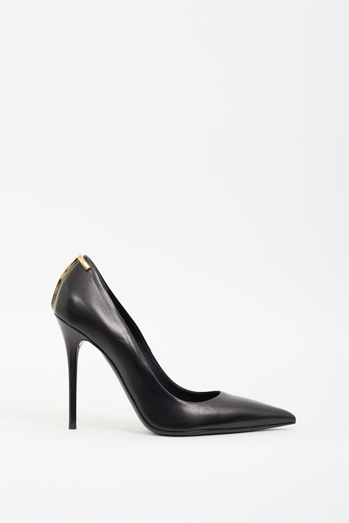 Tom Ford Black Leather Logo Pump